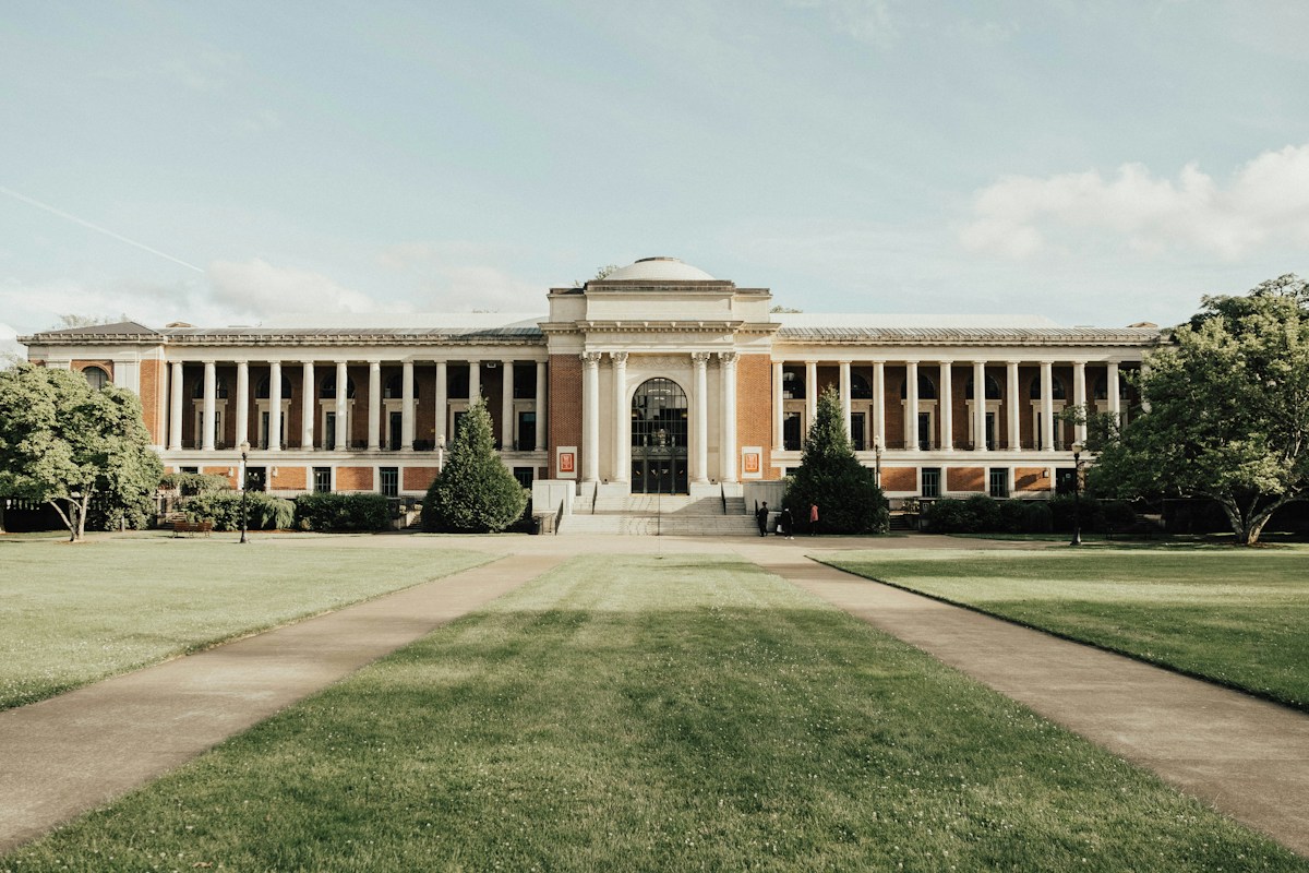 University buildings and campus landscape